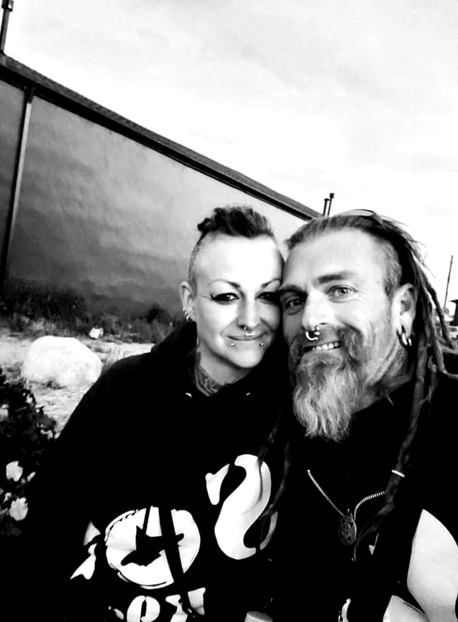 Athena and Anson in a black and white portrait